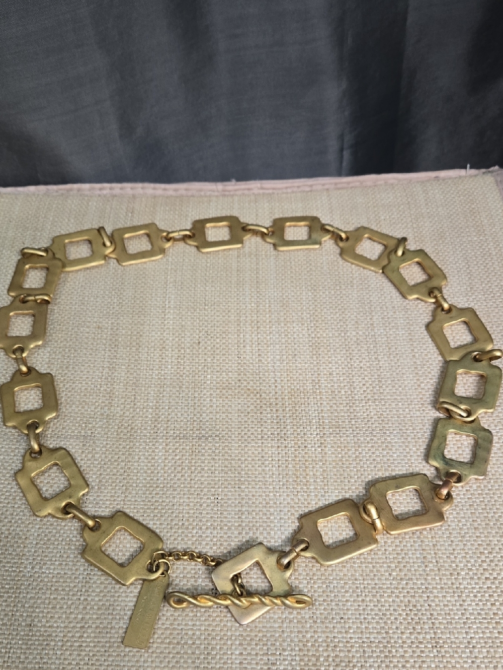 Vintage Belt in Frosted Gold Geometric Square